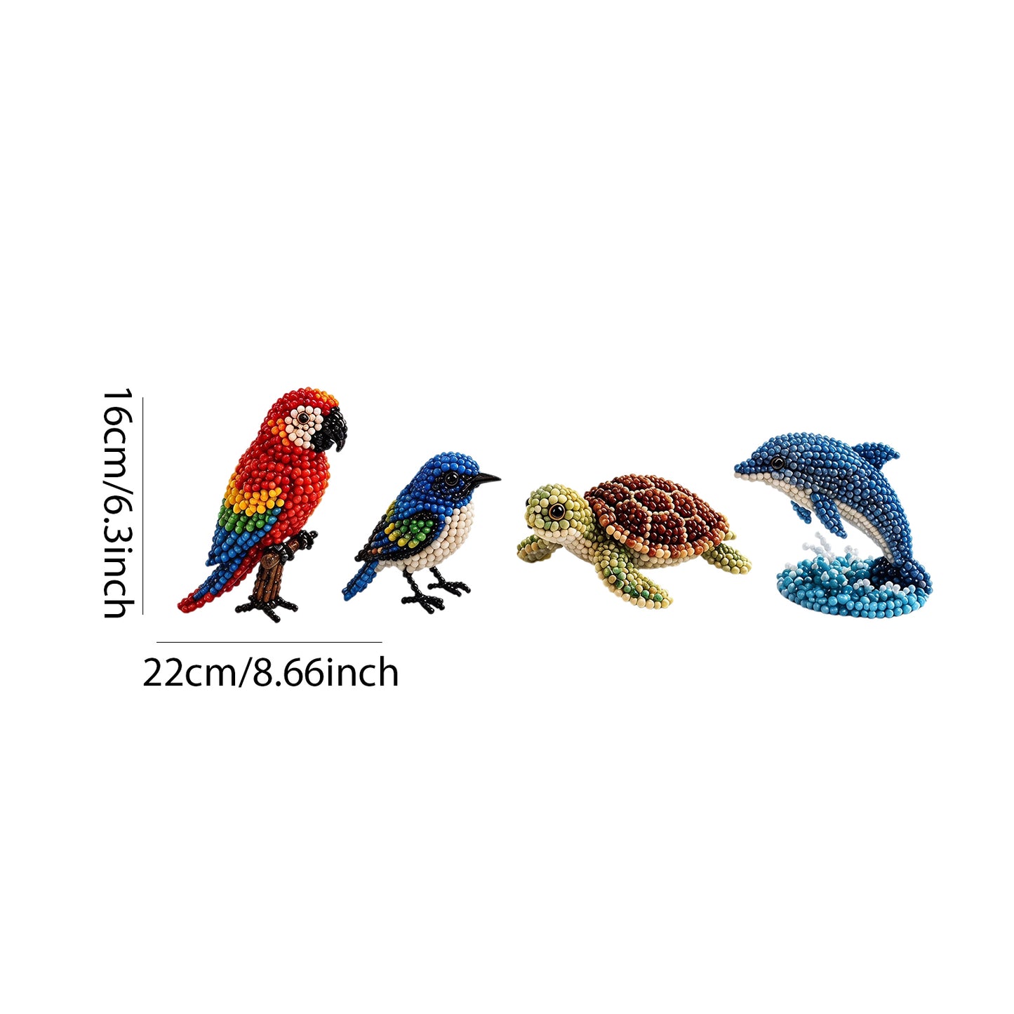 4-Pack 3D DIY Beaded Animal DIY Kit with Instructions Cute Handmade Bead Art Set Bead Animal Making Kit Creative DIY Decoration Gifts for Beginner(E)