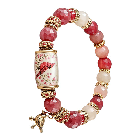 Colored Spring Blessings Bracelet Inspirational Charm Beads Bracelet for Strength Hope and Joy Jewelry Gift for Women Mom (Pink Bird)