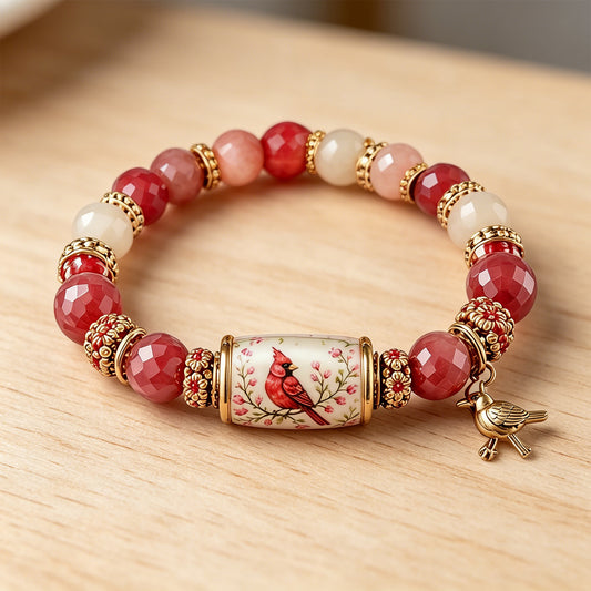 Colored Spring Blessings Bracelet Inspirational Charm Beads Bracelet for Strength Hope and Joy Jewelry Gift for Women Mom (Pink Bird)