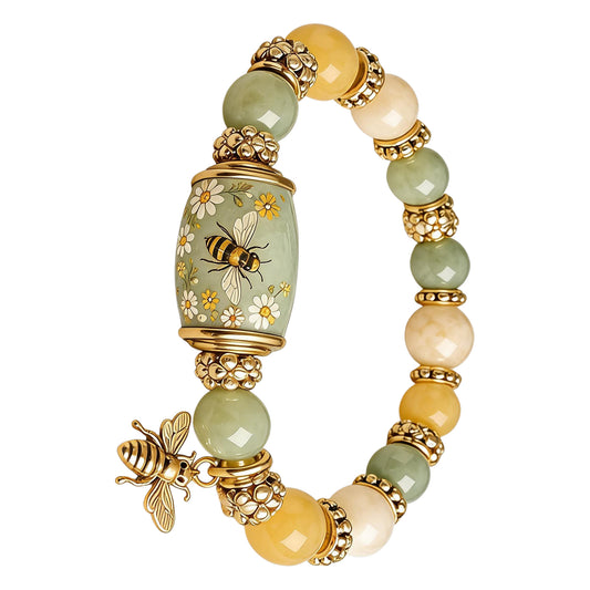 Colored Spring Blessings Bracelet Inspirational Charm Beads Bracelet for Strength Hope and Joy Jewelry Gift for Women Mom (Green Bee)