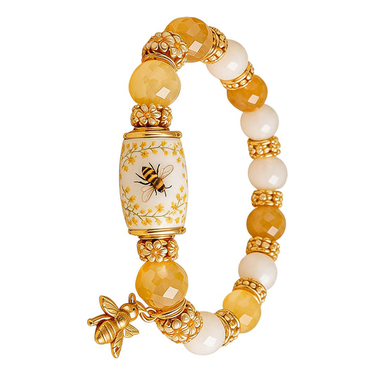 Colored Spring Blessings Bracelet Inspirational Charm Beads Bracelet for Strength Hope and Joy Jewelry Gift for Women Mom (Yellow Bee)