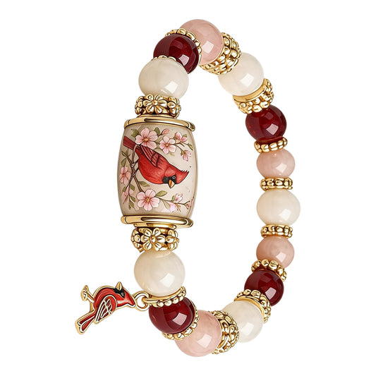 Colored Spring Blessings Bracelet Inspirational Charm Beads Bracelet for Strength Hope and Joy Jewelry Gift for Women Mom (Red Bird)
