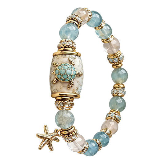 Colored Spring Blessings Bracelet Inspirational Charm Beads Bracelet for Strength Hope and Joy Jewelry Gift for Women Mom (Blue Turtle)