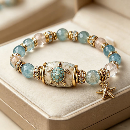 Colored Spring Blessings Bracelet Inspirational Charm Beads Bracelet for Strength Hope and Joy Jewelry Gift for Women Mom (Blue Turtle)