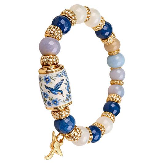 Colored Spring Blessings Bracelet Inspirational Charm Beads Bracelet for Strength Hope and Joy Jewelry Gift for Women Mom (Blue Bird)