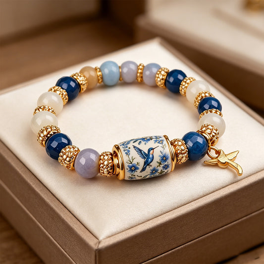 Colored Spring Blessings Bracelet Inspirational Charm Beads Bracelet for Strength Hope and Joy Jewelry Gift for Women Mom (Blue Bird)