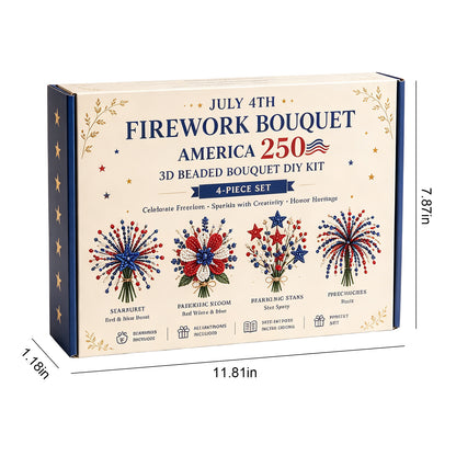 4 Pack 1776-2026 America Independence Day Craft Set Multi Purpose Tiny 3D Beaded Flower DIY Kits Reusable Patriotic Flowers Handmade Craft Sets for Party&Celebration Ornament (Style A)