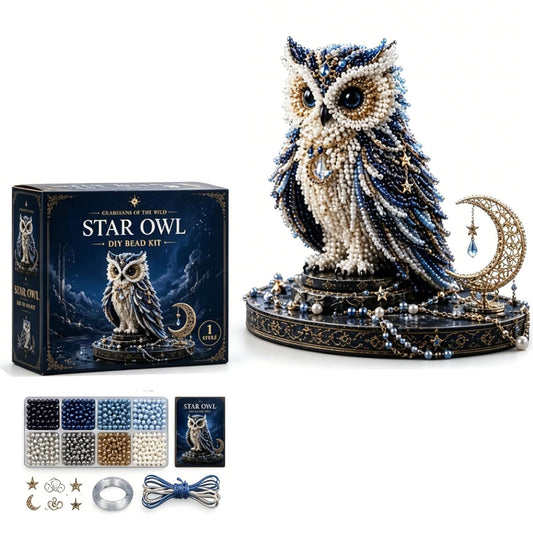 Animal 3D DIY Beaded Craft Kit with Full Materials & Instructions Beaded Animal Making Kit Bead Embroidery Set Gift For Beginners & Craft Enthusiasts (owl)
