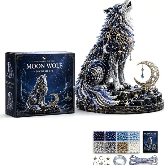 Animal 3D DIY Beaded Craft Kit with Full Materials & Instructions Beaded Animal Making Kit Bead Embroidery Set Gift For Beginners & Craft Enthusiasts (Wolf)