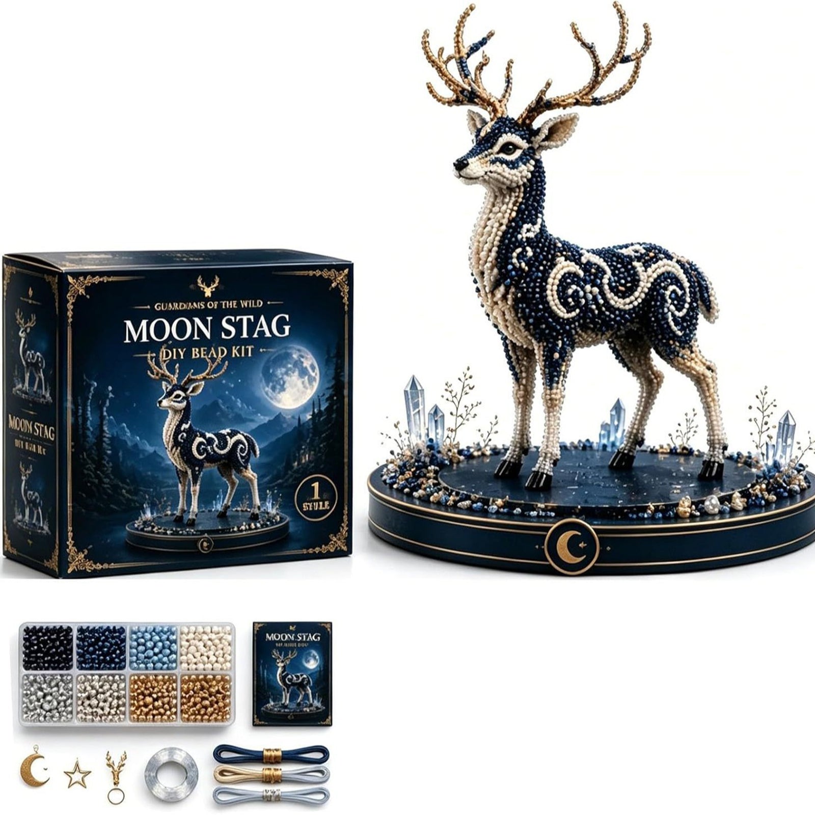 Animal 3D DIY Beaded Craft Kit with Full Materials & Instructions Beaded Animal Making Kit Bead Embroidery Set Gift For Beginners & Craft Enthusiasts (deer)
