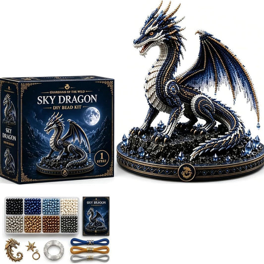 Animal 3D DIY Beaded Craft Kit with Full Materials & Instructions Beaded Animal Making Kit Bead Embroidery Set Gift For Beginners & Craft Enthusiasts (dragon)