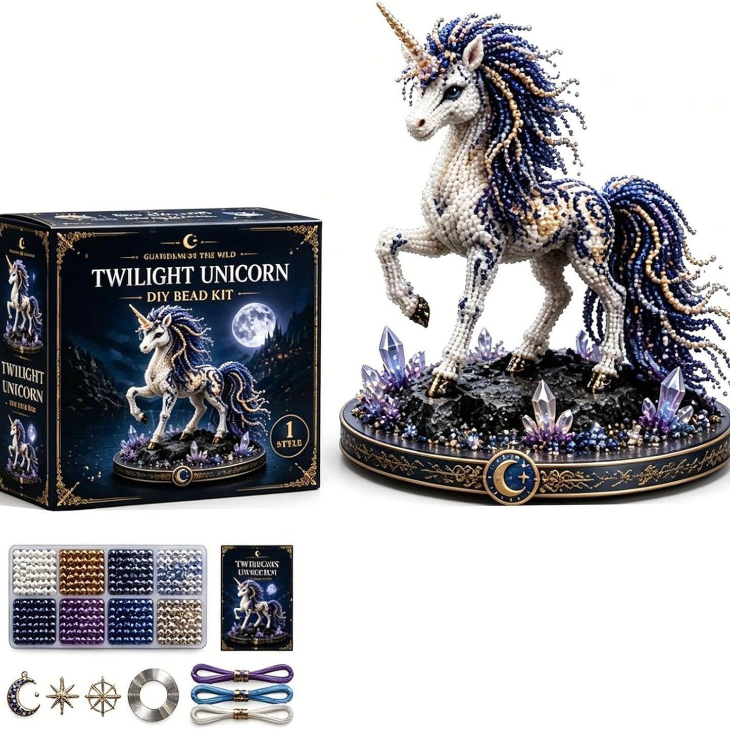 Animal 3D DIY Beaded Craft Kit with Full Materials & Instructions Beaded Animal Making Kit Bead Embroidery Set Gift For Beginners & Craft Enthusiasts (unicorn)