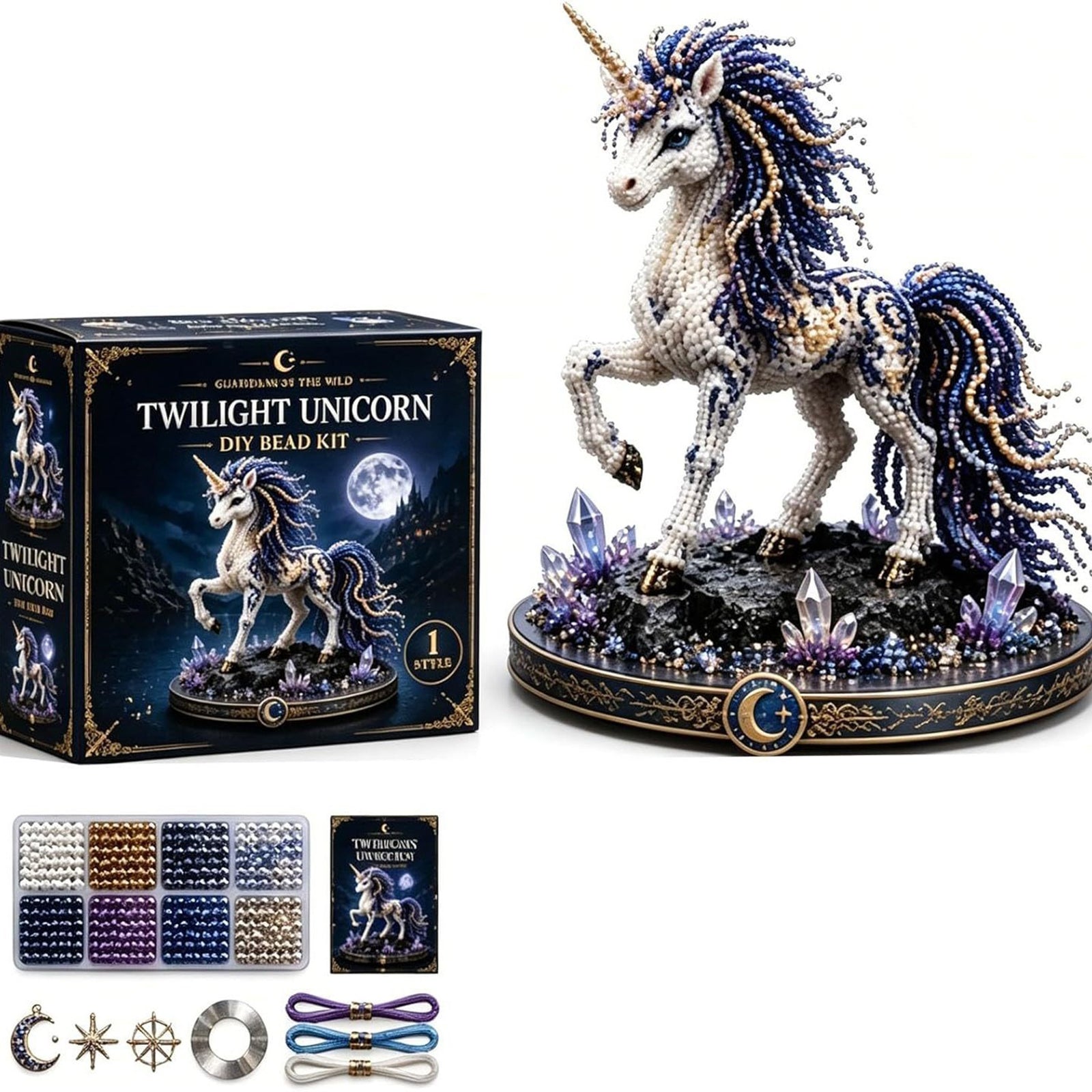 Animal 3D DIY Beaded Craft Kit with Full Materials & Instructions Beaded Animal Making Kit Bead Embroidery Set Gift For Beginners & Craft Enthusiasts (unicorn)