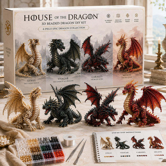 DIY 3D Animal Beaded Animal DIY Kit Gift for Beginners & Craft Enthusiasts Handmade Bead Art Kit Bead Embroidery Kit with Instructions (Dark Dragon A)