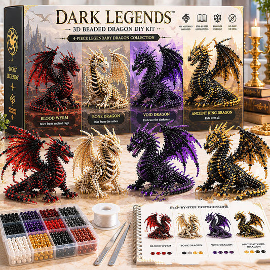 DIY 3D Animal Beaded Animal DIY Kit Gift for Beginners & Craft Enthusiasts Handmade Bead Art Kit Bead Embroidery Kit with Instructions (Dark Dragon B)
