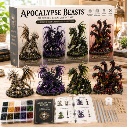 DIY 3D Animal Beaded Animal DIY Kit Gift for Beginners & Craft Enthusiasts Handmade Bead Art Kit Bead Embroidery Kit with Instructions (Dark Dragon C)