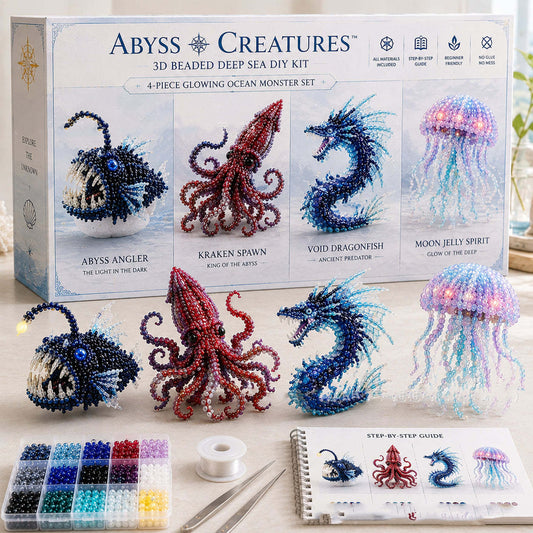 DIY 3D Animal Beaded Animal DIY Kit Gift for Beginners & Craft Enthusiasts Handmade Bead Art Kit Bead Embroidery Kit with Instructions (Ocean Monster)
