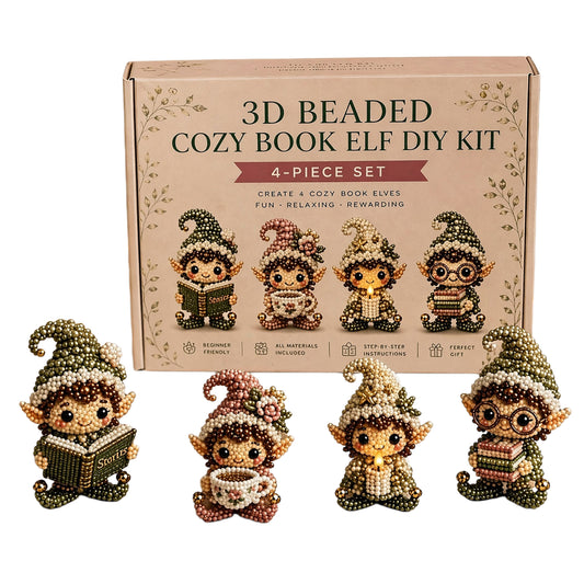 4Pcs Magical Elf-E DIY 3D Beaded Kit for Teens Adults Beginners Home Decor Gift Handmade Beading Craft Set with Colorful Beads & Instructions