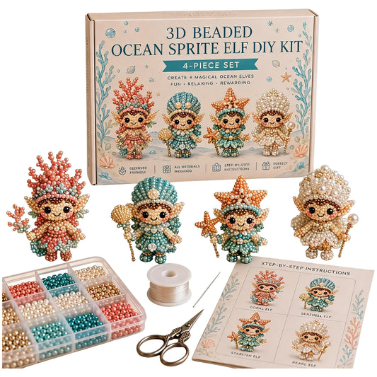 4Pcs Magical Elf-F DIY 3D Beaded Kit for Teens Adults Beginners Home Decor Gift Handmade Beading Craft Set with Colorful Beads & Instructions