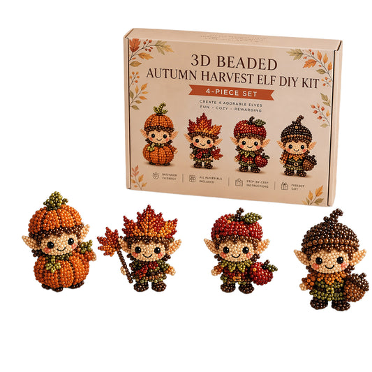 4Pcs Magical Elf-G DIY 3D Beaded Kit for Teens Adults Beginners Home Decor Gift Handmade Beading Craft Set with Colorful Beads & Instructions