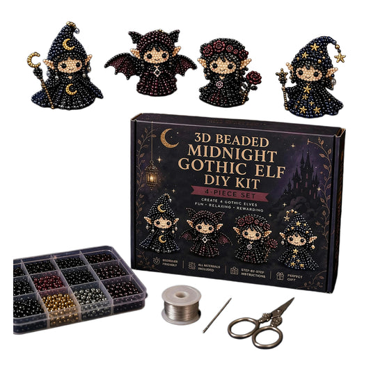 4Pcs Magical Elf-I DIY 3D Beaded Kit for Teens Adults Beginners Home Decor Gift Handmade Beading Craft Set with Colorful Beads & Instructions