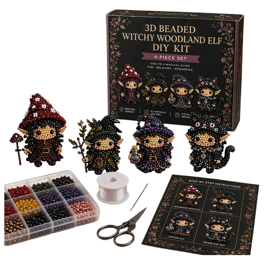 4Pcs Magical Elf-L DIY 3D Beaded Kit for Teens Adults Beginners Home Decor Gift Handmade Beading Craft Set with Colorful Beads & Instructions