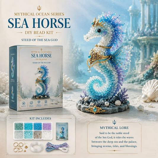 Mythical Ocean 3D DIY Beaded Animal Making Kit with Full Materials & Instructions Beaded Craft Kit Bead Embroidery Set Gift For Beginners & Craft Enthusiasts (Haima)