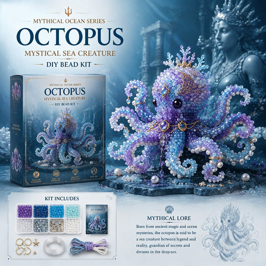 Mythical Ocean 3D DIY Beaded Animal Making Kit with Full Materials & Instructions Beaded Craft Kit Bead Embroidery Set Gift For Beginners & Craft Enthusiasts (octopus)