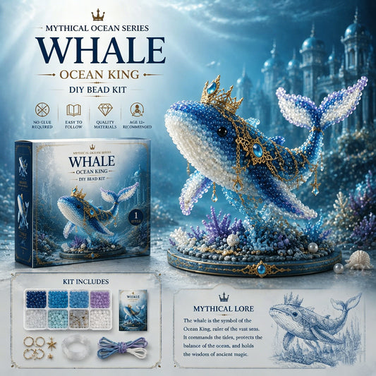 Mythical Ocean 3D DIY Beaded Animal Making Kit with Full Materials & Instructions Beaded Craft Kit Bead Embroidery Set Gift For Beginners & Craft Enthusiasts (whale)