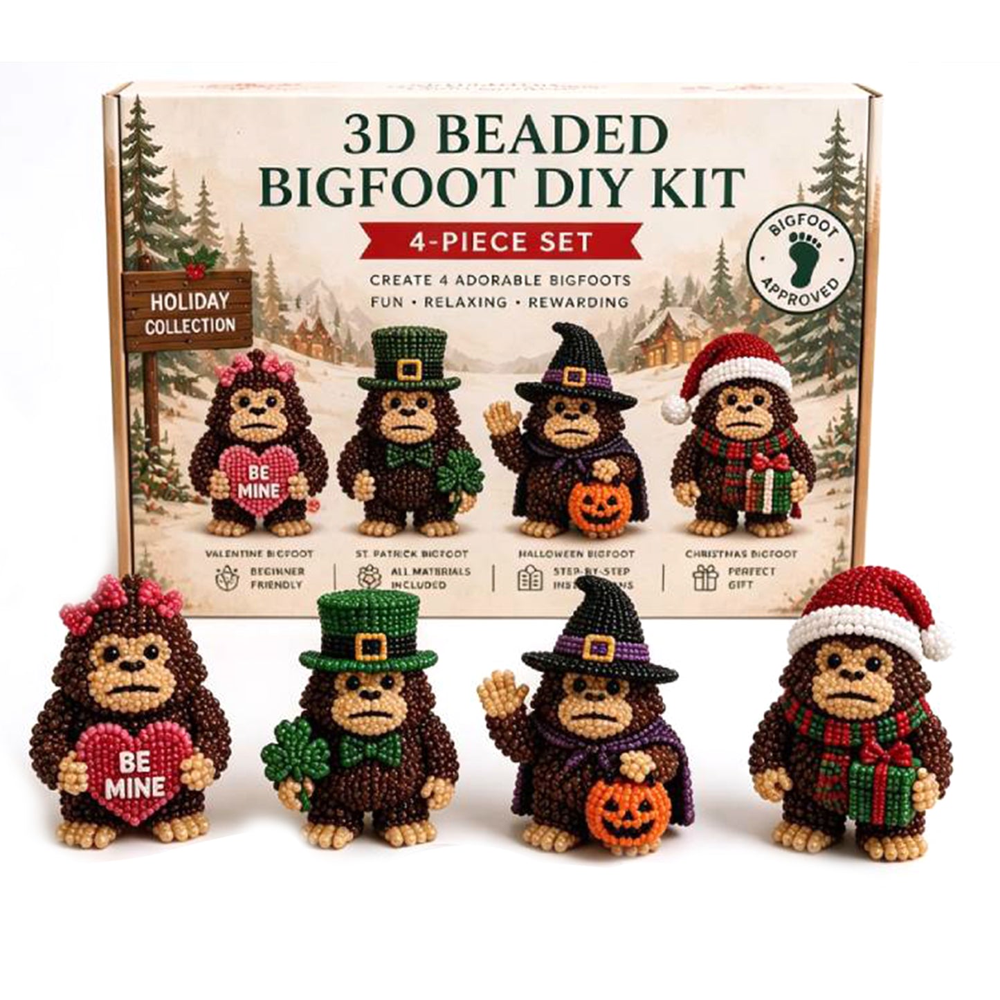 DIY 3D Animals Bead Embroidery Kits Complete Accessories Bead Embroidery Set Cute Bead Craft Animal Set for Crafting Enthusiasts Girls Women Teens Adults (Festival)