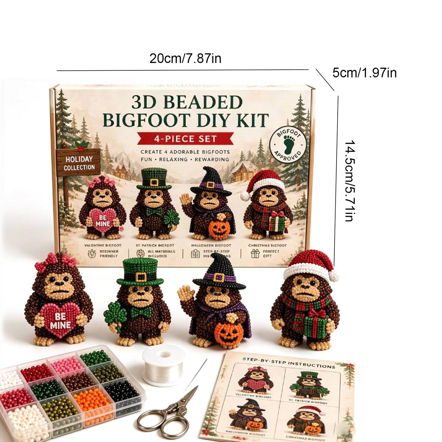 DIY 3D Animals Bead Embroidery Kits Complete Accessories Bead Embroidery Set Cute Bead Craft Animal Set for Crafting Enthusiasts Girls Women Teens Adults (Festival)