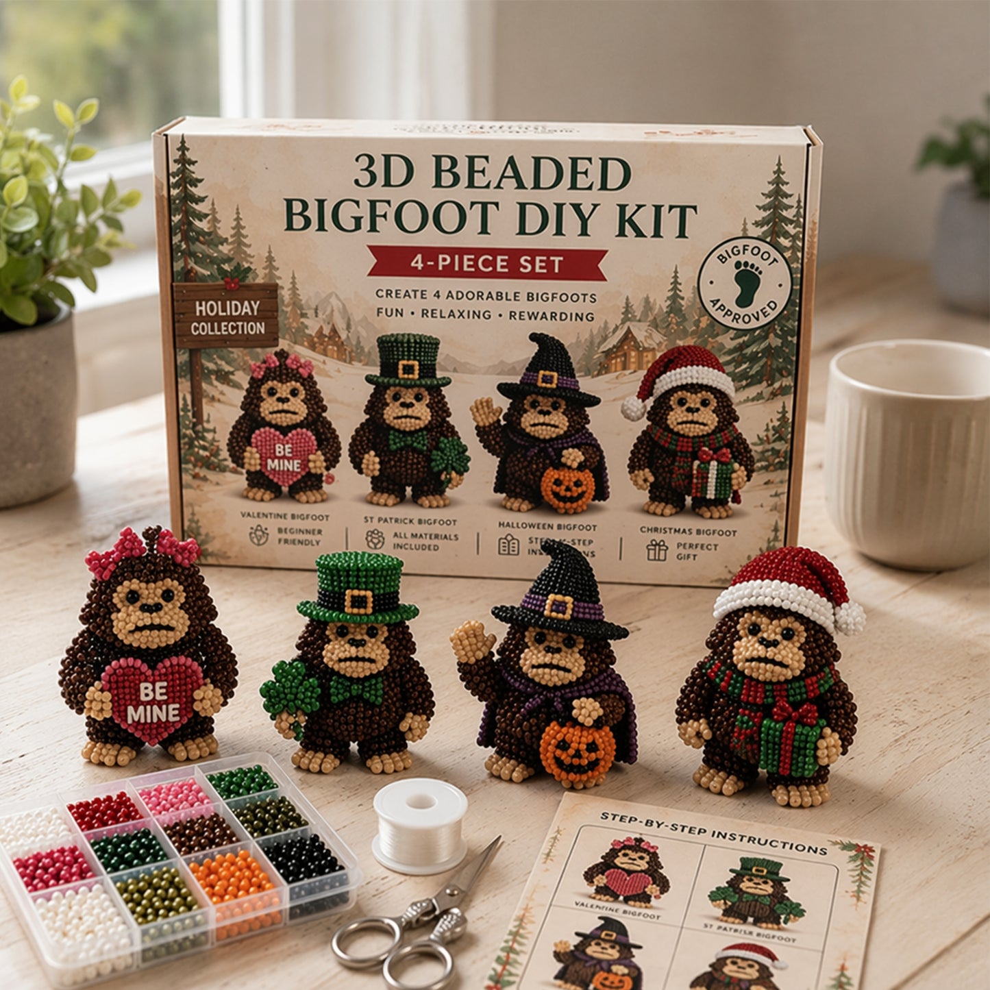 DIY 3D Animals Bead Embroidery Kits Complete Accessories Bead Embroidery Set Cute Bead Craft Animal Set for Crafting Enthusiasts Girls Women Teens Adults (Festival)