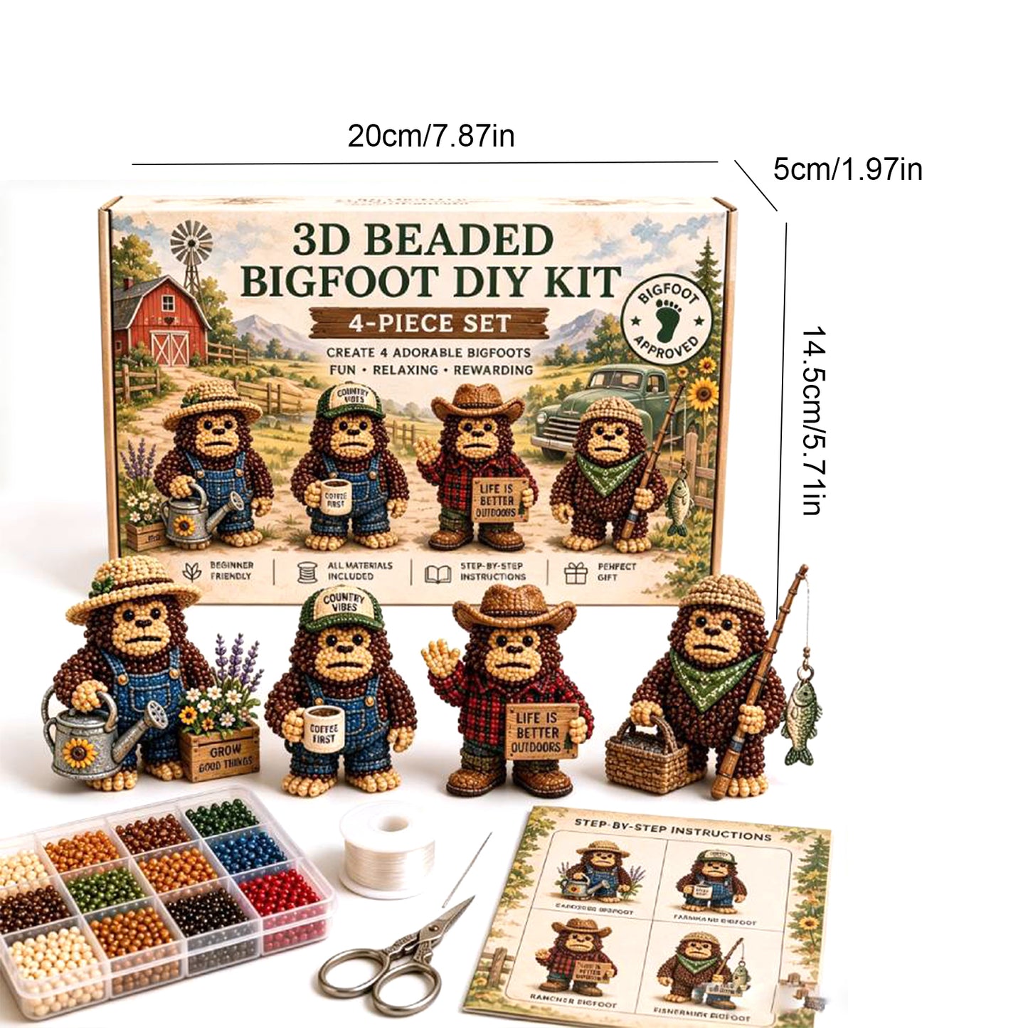 DIY 3D Animals Bead Embroidery Kits Complete Accessories Bead Embroidery Set Cute Bead Craft Animal Set for Crafting Enthusiasts Girls Women Teens Adults (Gardener)