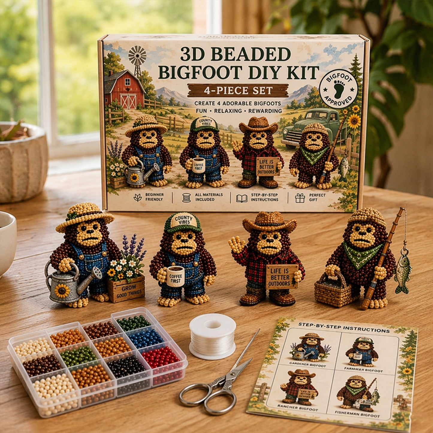 DIY 3D Animals Bead Embroidery Kits Complete Accessories Bead Embroidery Set Cute Bead Craft Animal Set for Crafting Enthusiasts Girls Women Teens Adults (Gardener)