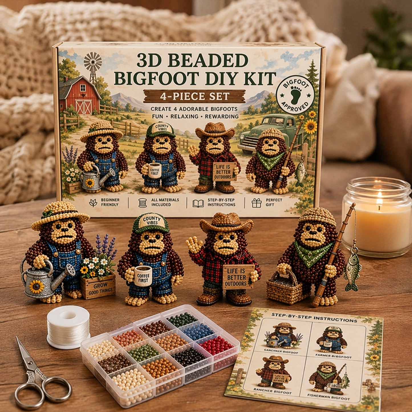 DIY 3D Animals Bead Embroidery Kits Complete Accessories Bead Embroidery Set Cute Bead Craft Animal Set for Crafting Enthusiasts Girls Women Teens Adults (Gardener)