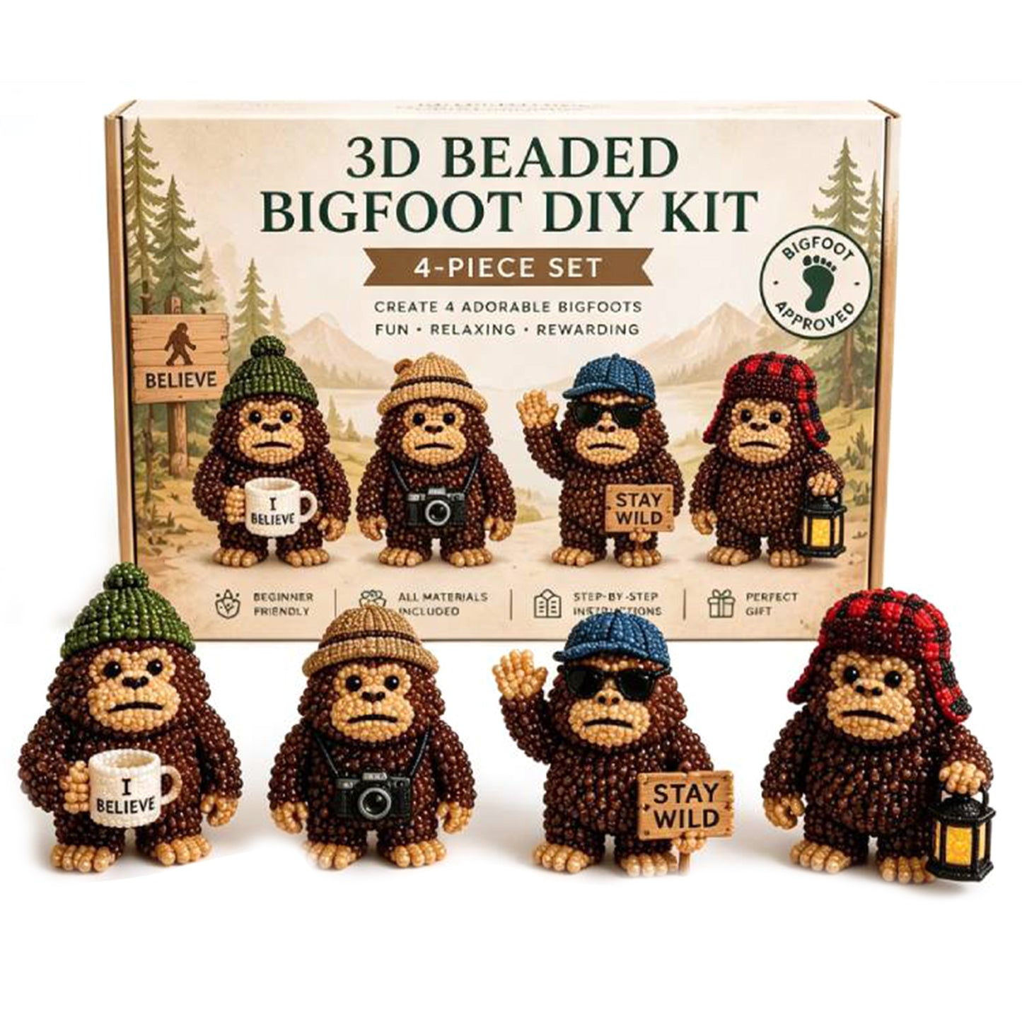 DIY 3D Animals Bead Embroidery Kits Complete Accessories Bead Embroidery Set Cute Bead Craft Animal Set for Crafting Enthusiasts Girls Women Teens Adults (Hat)