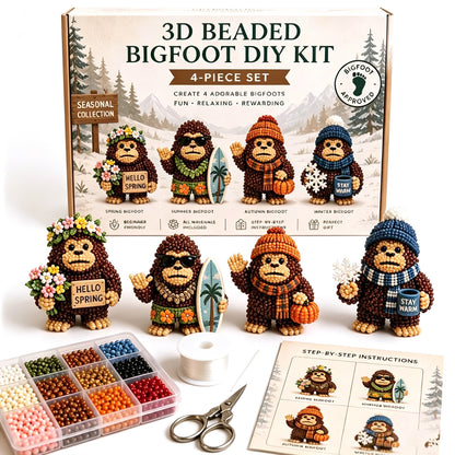 DIY 3D Animals Bead Embroidery Kits Complete Accessories Bead Embroidery Set Cute Bead Craft Animal Set for Crafting Enthusiasts Girls Women Teens Adults (Seasons)