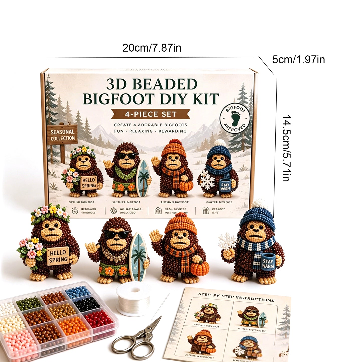 DIY 3D Animals Bead Embroidery Kits Complete Accessories Bead Embroidery Set Cute Bead Craft Animal Set for Crafting Enthusiasts Girls Women Teens Adults (Seasons)