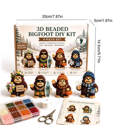 DIY 3D Animals Bead Embroidery Kits Complete Accessories Bead Embroidery Set Cute Bead Craft Animal Set for Crafting Enthusiasts Girls Women Teens Adults (Seasons)