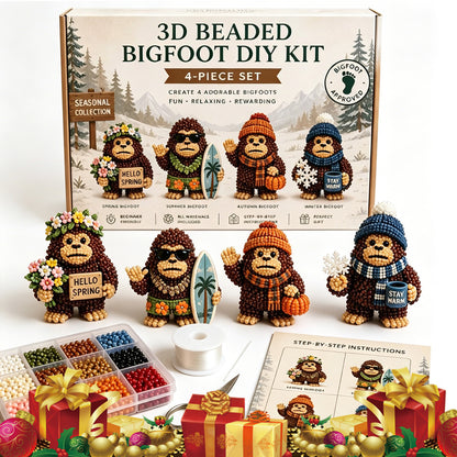 DIY 3D Animals Bead Embroidery Kits Complete Accessories Bead Embroidery Set Cute Bead Craft Animal Set for Crafting Enthusiasts Girls Women Teens Adults (Seasons)