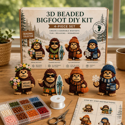 DIY 3D Animals Bead Embroidery Kits Complete Accessories Bead Embroidery Set Cute Bead Craft Animal Set for Crafting Enthusiasts Girls Women Teens Adults (Seasons)