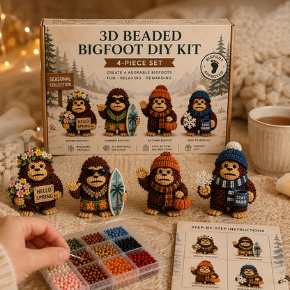 DIY 3D Animals Bead Embroidery Kits Complete Accessories Bead Embroidery Set Cute Bead Craft Animal Set for Crafting Enthusiasts Girls Women Teens Adults (Seasons)