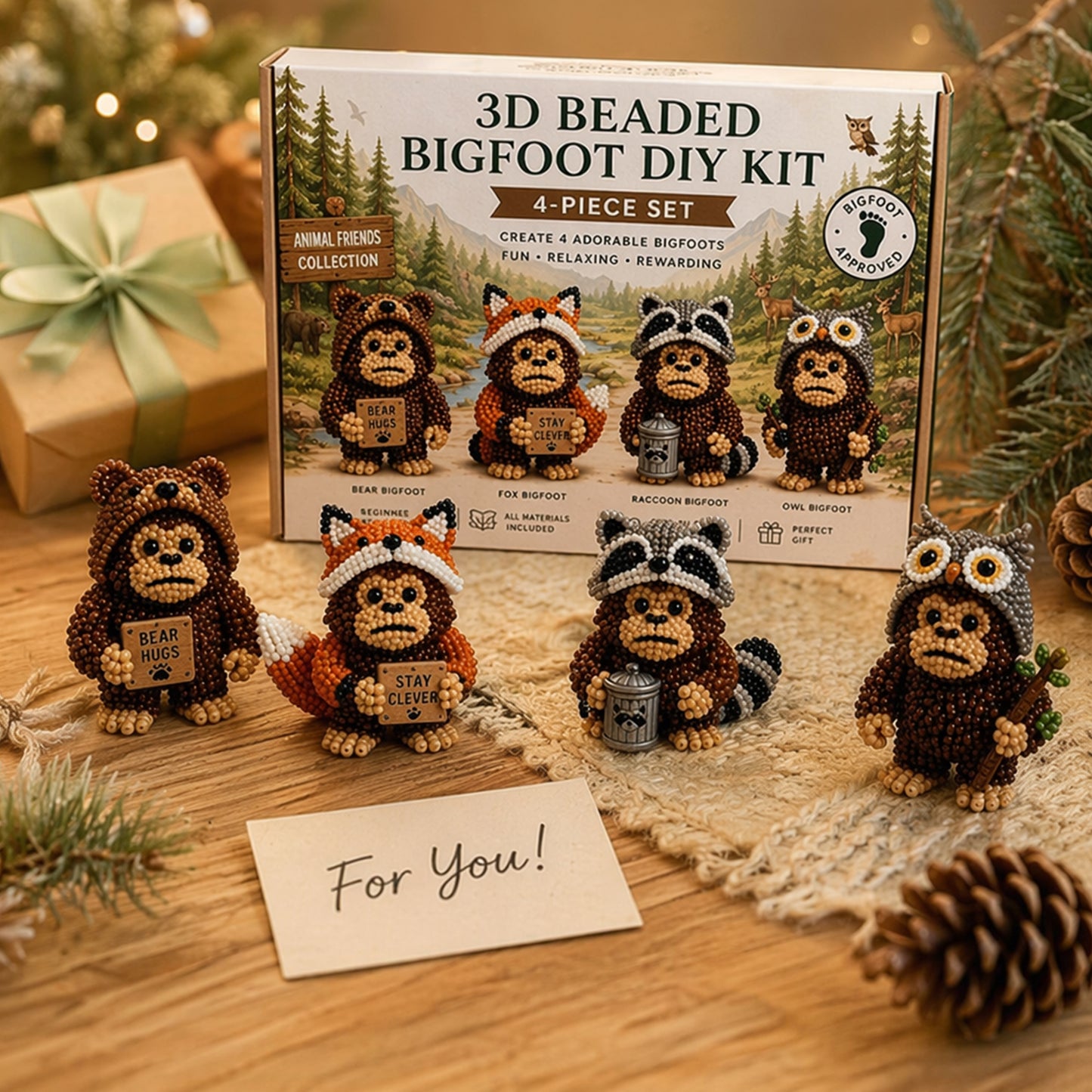 DIY 3D Animals Bead Embroidery Kits Complete Accessories Bead Embroidery Set Cute Bead Craft Animal Set for Crafting Enthusiasts Girls Women Teens Adults (E)