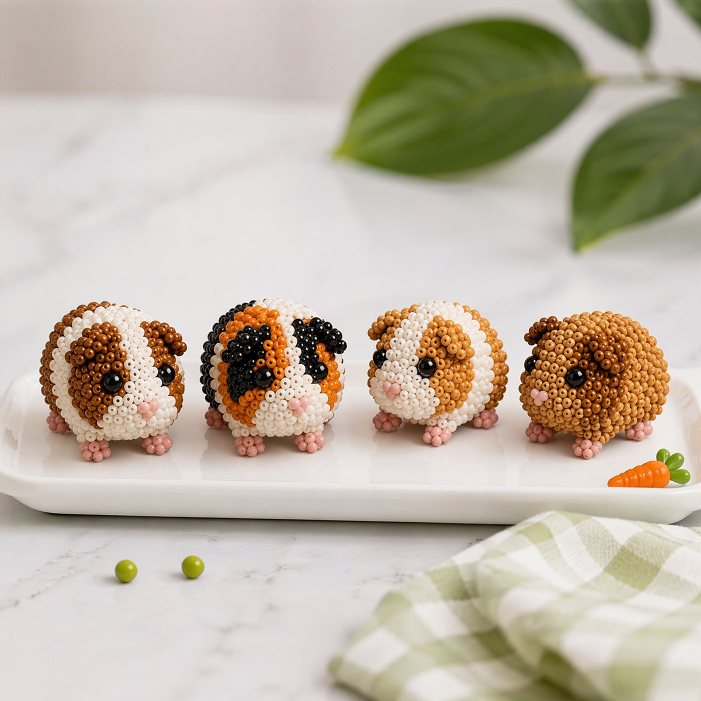 3D DIY Guinea Pig Beaded Animal DIY Kit with Instructions Cute Handmade Bead Art Set Animals Bead Embroidery Kit Creative DIY Decoration Gifts for Beginner