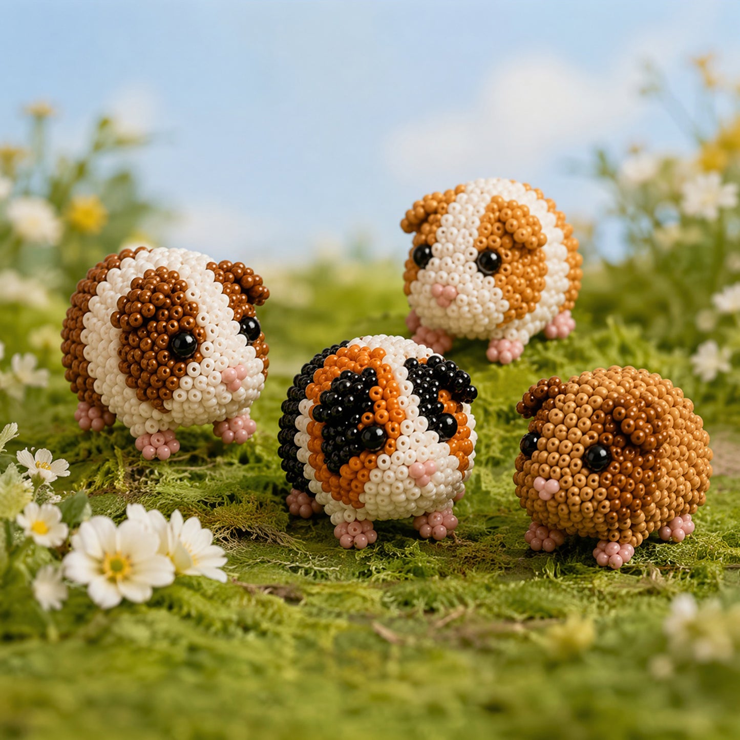 3D DIY Guinea Pig Beaded Animal DIY Kit with Instructions Cute Handmade Bead Art Set Animals Bead Embroidery Kit Creative DIY Decoration Gifts for Beginner