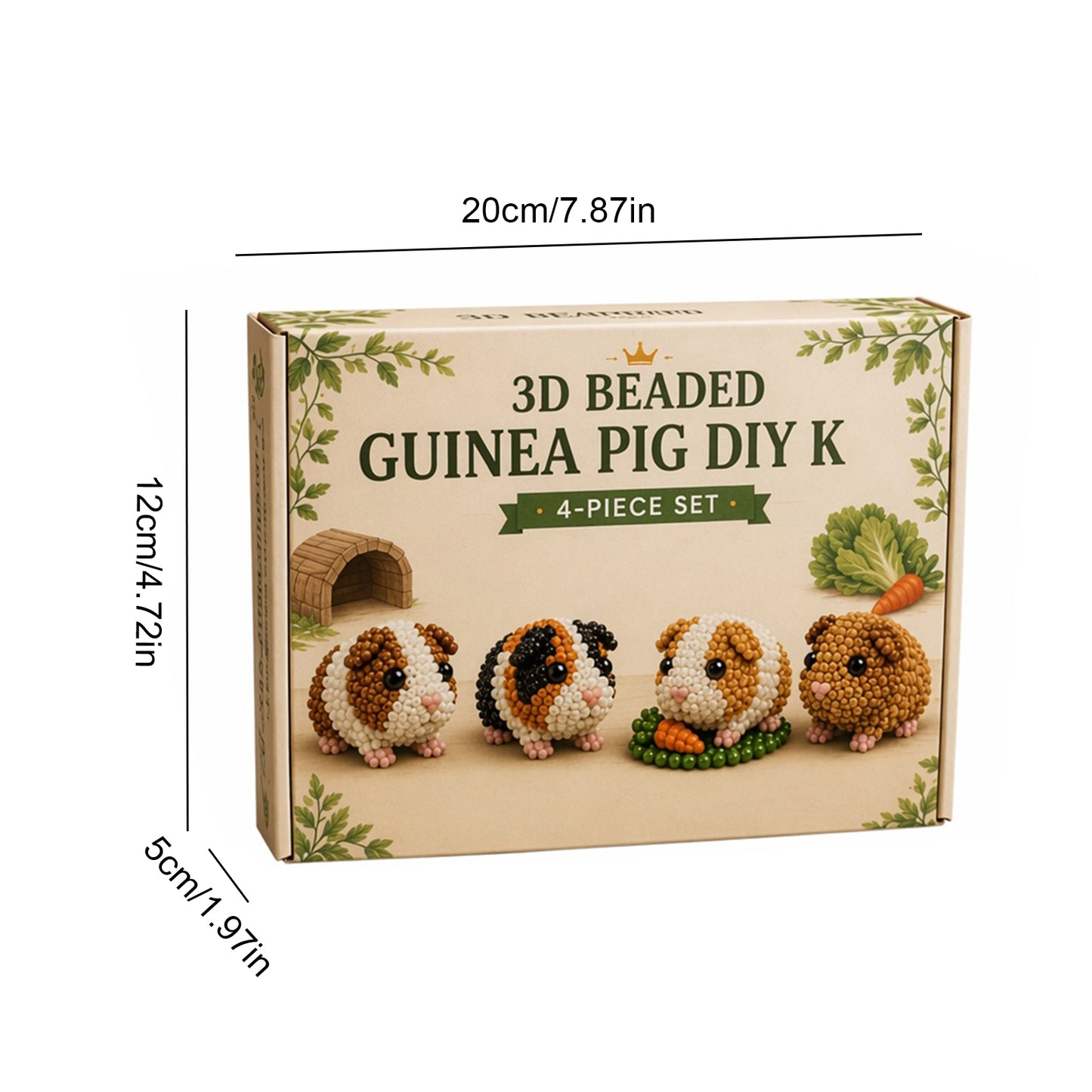 3D DIY Guinea Pig Beaded Animal DIY Kit with Instructions Cute Handmade Bead Art Set Animals Bead Embroidery Kit Creative DIY Decoration Gifts for Beginner