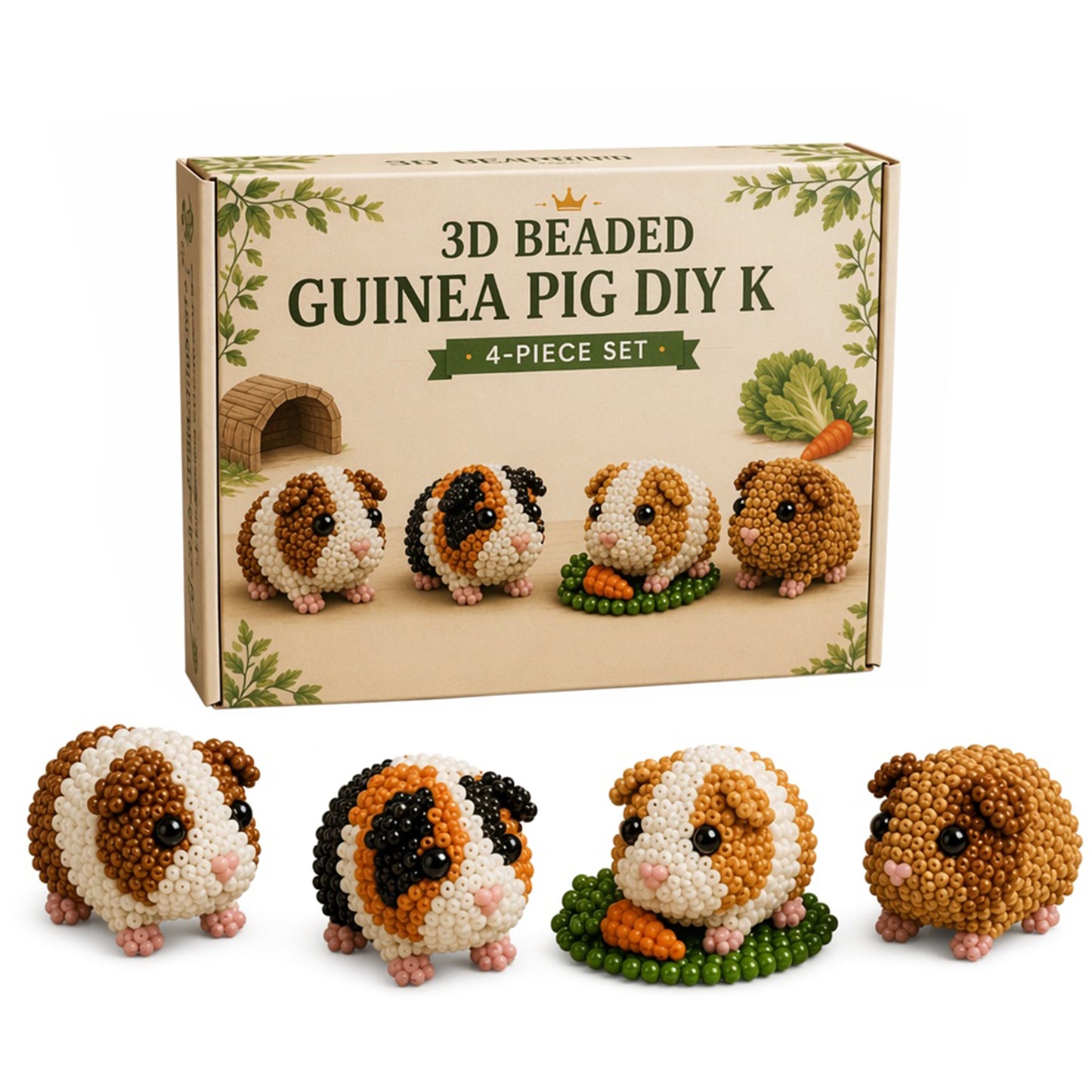 3D DIY Guinea Pig Beaded Animal DIY Kit with Instructions Cute Handmade Bead Art Set Animals Bead Embroidery Kit Creative DIY Decoration Gifts for Beginner