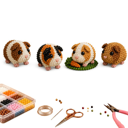 3D DIY Guinea Pig Beaded Animal DIY Kit with Instructions Cute Handmade Bead Art Set Animals Bead Embroidery Kit Creative DIY Decoration Gifts for Beginner