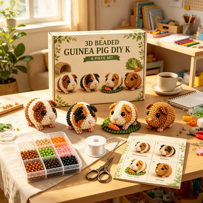 3D DIY Guinea Pig Beaded Animal DIY Kit with Instructions Cute Handmade Bead Art Set Animals Bead Embroidery Kit Creative DIY Decoration Gifts for Beginner