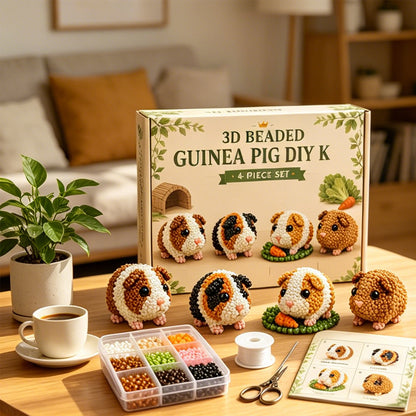 3D DIY Guinea Pig Beaded Animal DIY Kit with Instructions Cute Handmade Bead Art Set Animals Bead Embroidery Kit Creative DIY Decoration Gifts for Beginner